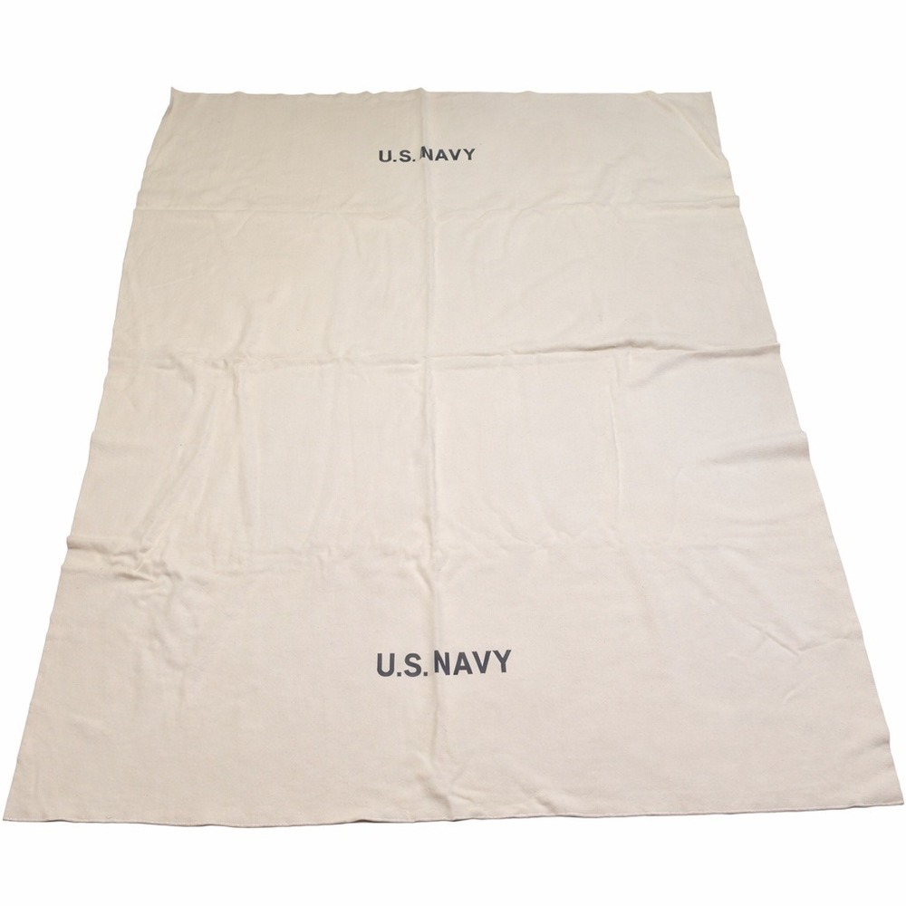 U.S. Navy Medical Blanket Military Cream White Excellent Wool Stenciled Logo